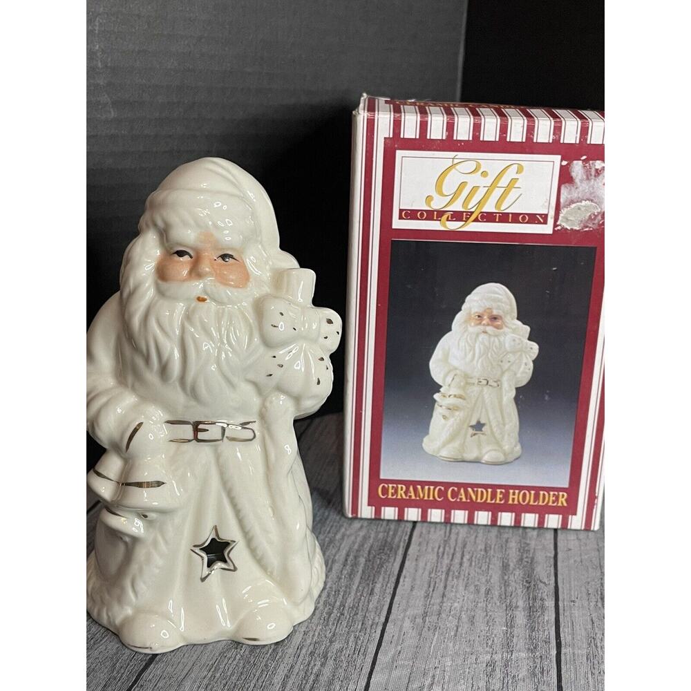 Gift Collection Ceramic Tea light Old World Santa‎ Candle Holder Dolgencorp Inc